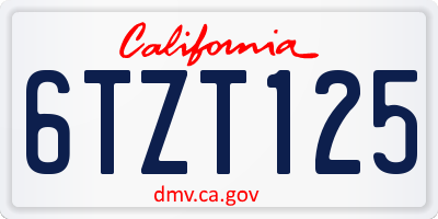CA license plate 6TZT125