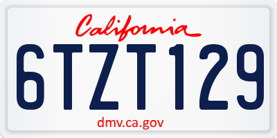 CA license plate 6TZT129