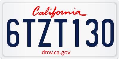 CA license plate 6TZT130
