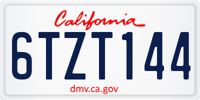 CA license plate 6TZT144