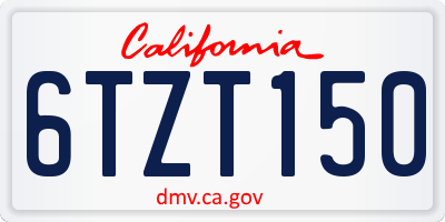 CA license plate 6TZT150