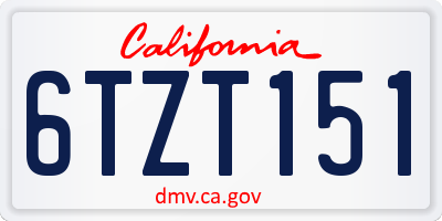 CA license plate 6TZT151