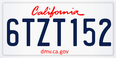 CA license plate 6TZT152