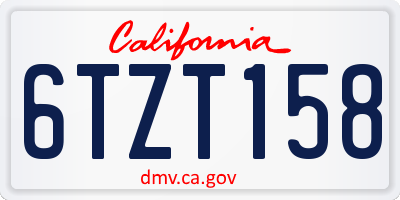 CA license plate 6TZT158