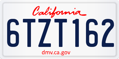 CA license plate 6TZT162