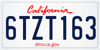 CA license plate 6TZT163