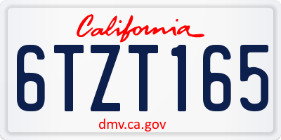 CA license plate 6TZT165