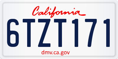 CA license plate 6TZT171