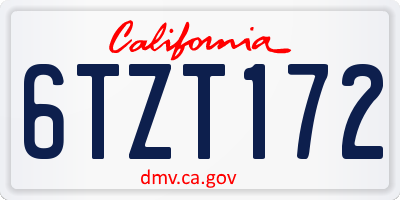 CA license plate 6TZT172