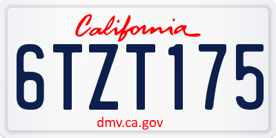CA license plate 6TZT175