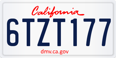 CA license plate 6TZT177