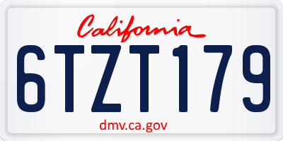 CA license plate 6TZT179