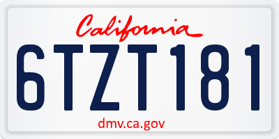 CA license plate 6TZT181