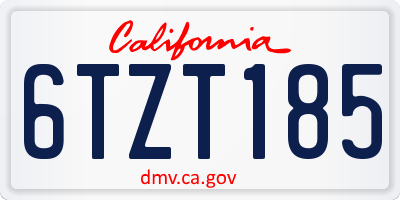 CA license plate 6TZT185