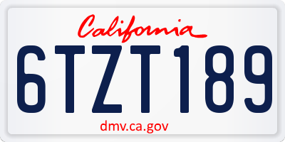 CA license plate 6TZT189