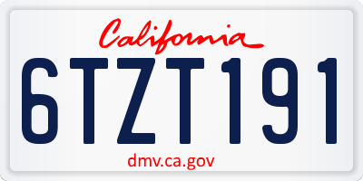 CA license plate 6TZT191