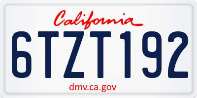 CA license plate 6TZT192