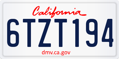 CA license plate 6TZT194