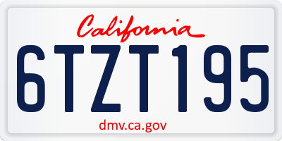 CA license plate 6TZT195