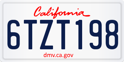 CA license plate 6TZT198