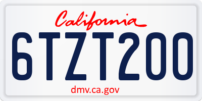 CA license plate 6TZT200