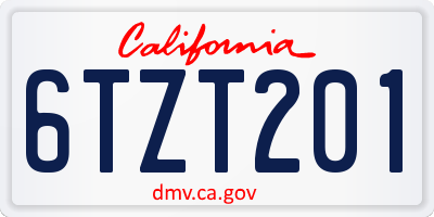 CA license plate 6TZT201