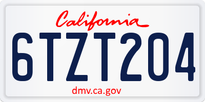 CA license plate 6TZT204