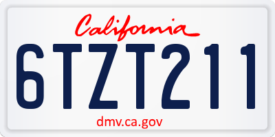 CA license plate 6TZT211