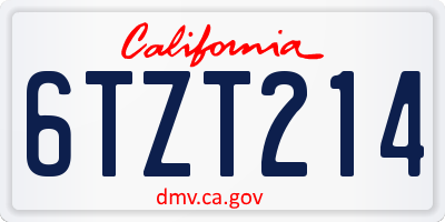 CA license plate 6TZT214