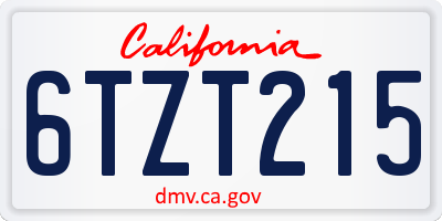 CA license plate 6TZT215