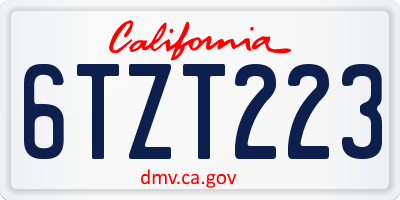 CA license plate 6TZT223
