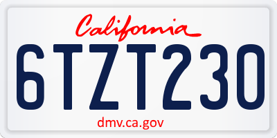 CA license plate 6TZT230