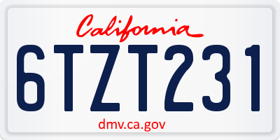 CA license plate 6TZT231