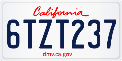 CA license plate 6TZT237