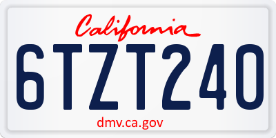 CA license plate 6TZT240