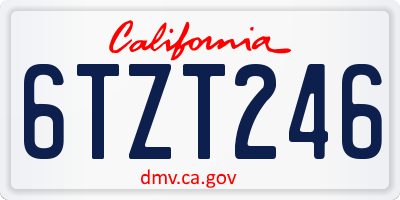 CA license plate 6TZT246