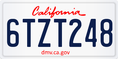 CA license plate 6TZT248