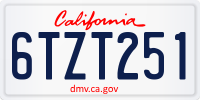 CA license plate 6TZT251