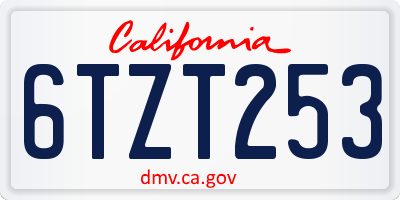 CA license plate 6TZT253
