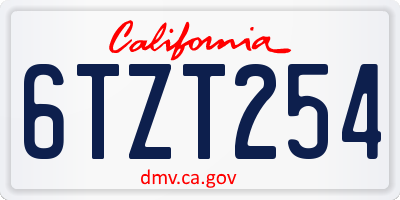 CA license plate 6TZT254