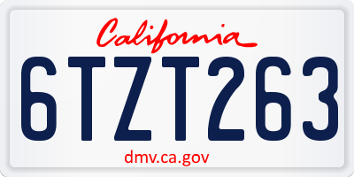 CA license plate 6TZT263