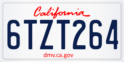 CA license plate 6TZT264