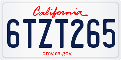 CA license plate 6TZT265