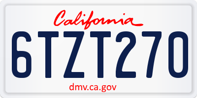 CA license plate 6TZT270