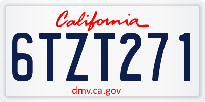CA license plate 6TZT271