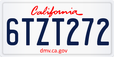 CA license plate 6TZT272