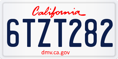 CA license plate 6TZT282