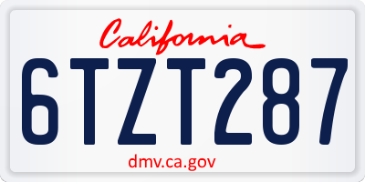 CA license plate 6TZT287
