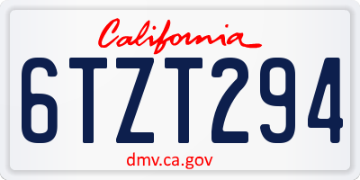 CA license plate 6TZT294