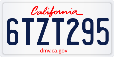 CA license plate 6TZT295